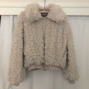 Reformation faux fur zip-up jacket